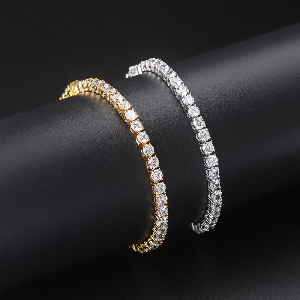 Iced Out Crystal Tennis Bracelet for Women Punk Hiphop Luxury AAA+ Cubic Zirconia Wedding Gold Color Hand Chain Jewelry OHH118
