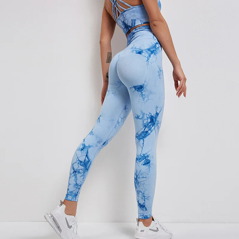 Tie Dye Leggings Seamless Women Fitness Leggings Push Up Booty Lifting Workout Pants Gym Running Legging