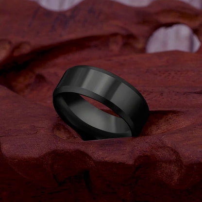 8mm Fashion Black Stainless Steel Men Ring Wedding Band For Women Party Gift