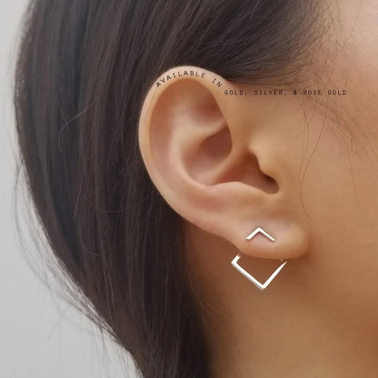 Minimalist Geometric Ear Jackets Front and Back Earrings for Women Girls Gold Color Dainty Square Ear Jackets Boho Jewelry