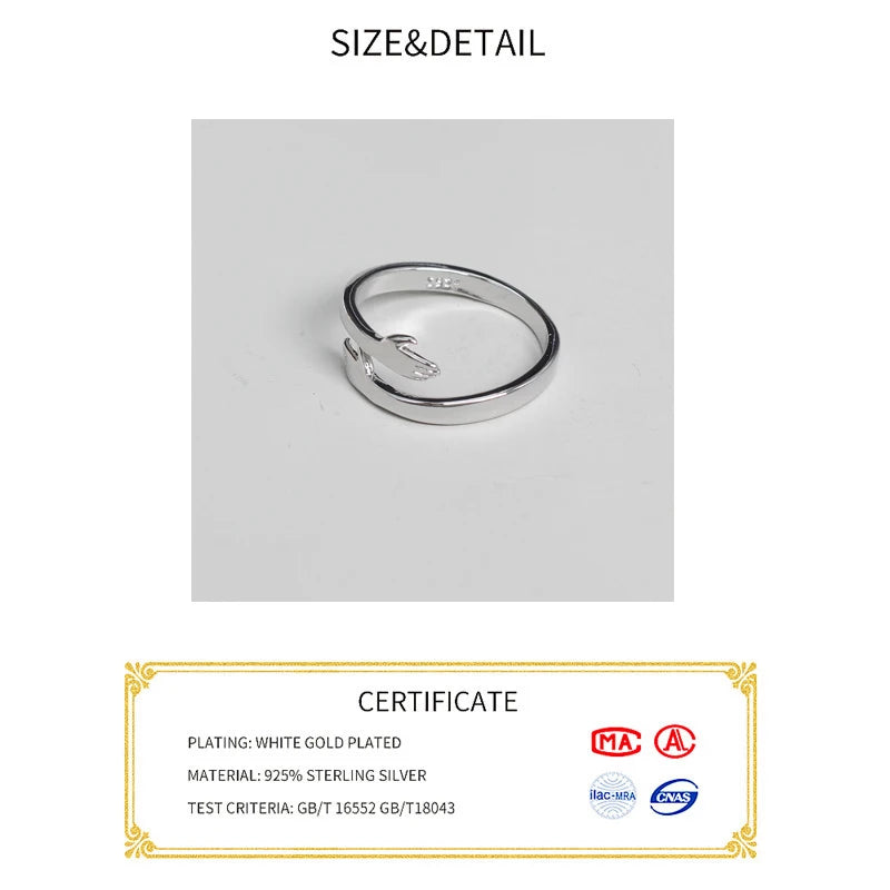 Anelli da dito in vero argento sterling 925 per le mani delle donne a forma di abbraccio Gioielleria raffinata alla moda aperti Anelli antichi regolabili