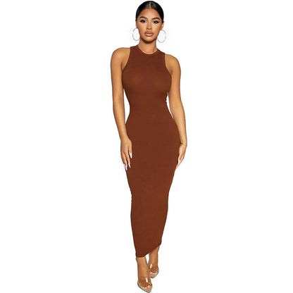 CNYISHE Ribbed Knitted Autumn Black Maxi Dress Women 2021 Sexy Party Bodycon Long Dress Round Neck Tight Dresses Robes Sundress