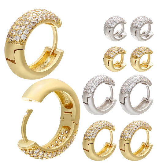 ZHUKOU 1 pair CZ crystal small hoop earrings luxury Round earrings hoops for women girls Fashion party jewelry model:VE170