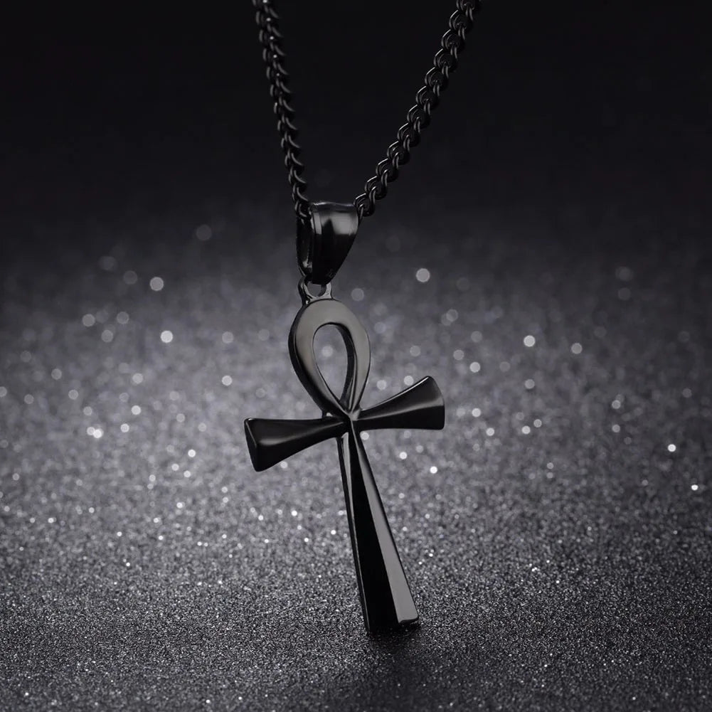 Amulet Pendant Egyptian Ankh Crucifix Necklaces Pendants Metal Alloy Symbol of Life Cross Necklaces Jewelry Gifts Chains