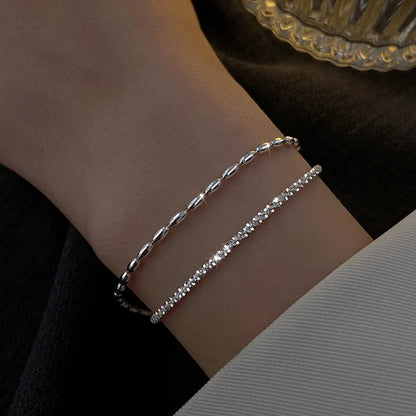 Bracciale a doppio strato in argento sterling 925 di nuova moda con perline squisite e semplici accessori per gioielli da donna