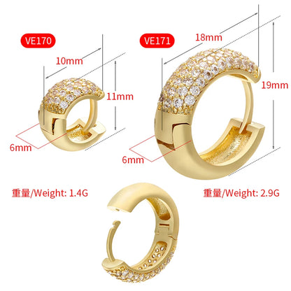 ZHUKOU 1 pair CZ crystal small hoop earrings luxury Round earrings hoops for women girls Fashion party jewelry model:VE170