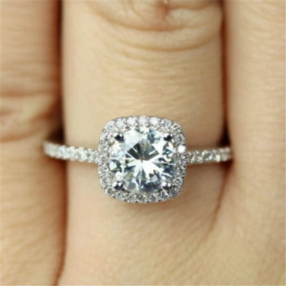 Romantic Vow Sincere Commitment Engagement Rings Exquisite White Drill Fashion Rings Women Wedding Trendy Jewelry Best Gifts