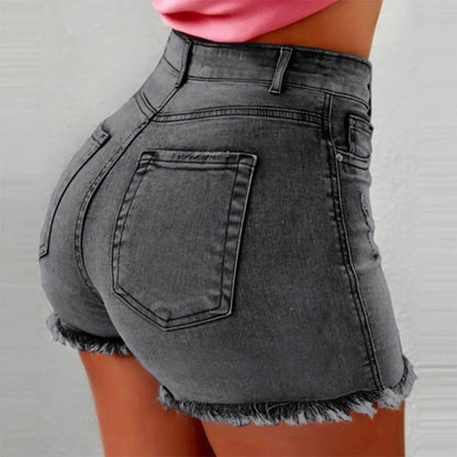 Women's denim shorts Summer Lady Clothing High Waist Denim Shorts Women's  Fringe Frayed Ripped Jeans Hot Shorts With Pockets - Sri sampi