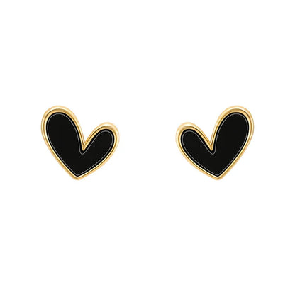 2023 Simple Small Black Heart Stud Earrings For Women Cute Girls Korean Style Love Earring Birthday Party Jewelry Wholesale