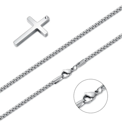 Vonmoos Collana con Croce in Argento da 16-24 Pollici Collane con Croce da Uomo con Catena a Croce da 2,5 mm e Squisito Pendente a Croce in Acciaio Inossidabile