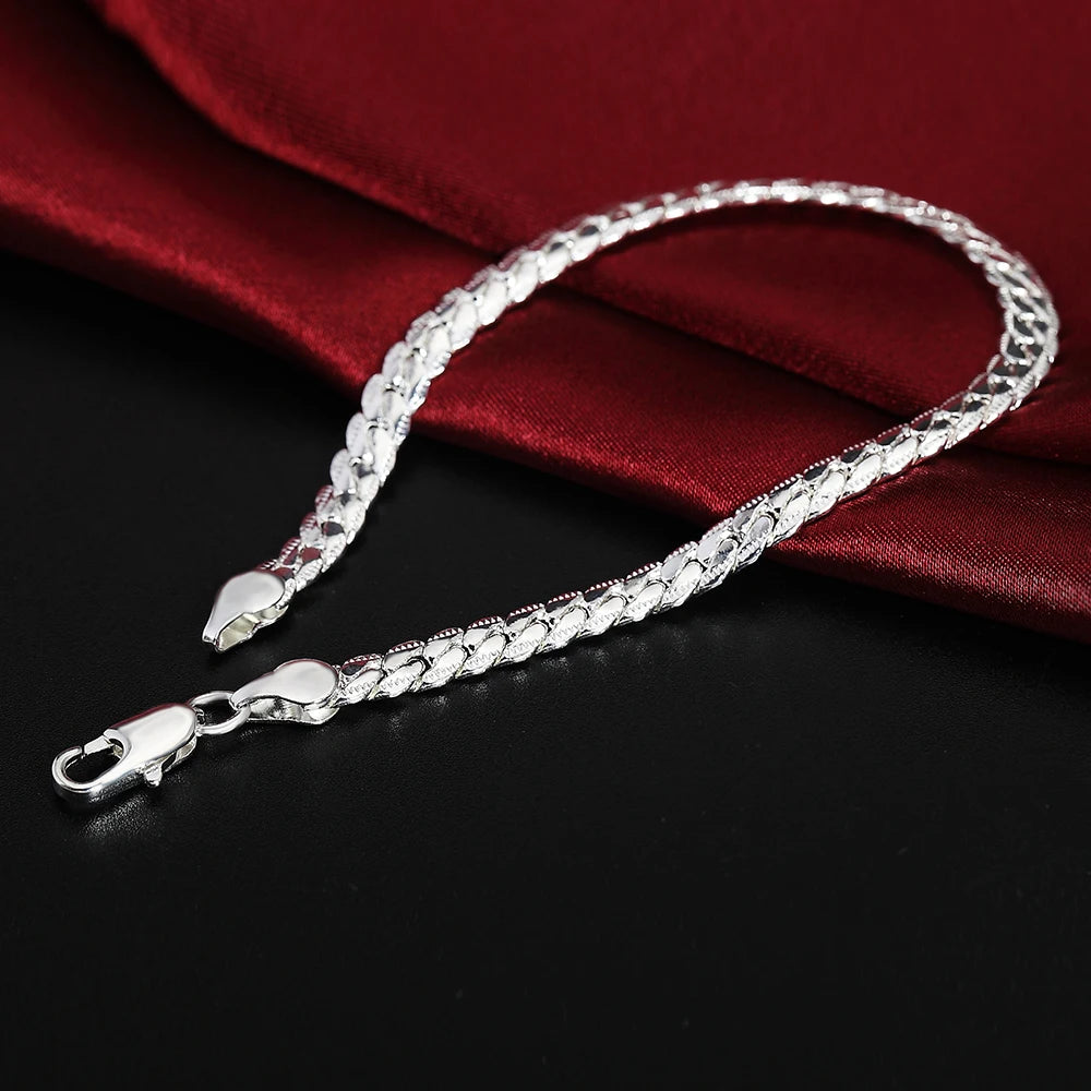 Andara Fine 45-60cm 925 Sterling Silver 6MM Collana completa Bracciale Gioielli di moda per donna Uomo Catena a maglia Set regalo di nozze