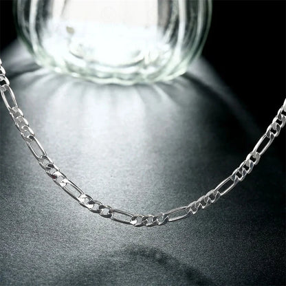 40-75cm 925 Silver 4mm Figaro Chain Necklace For Women Men Long Necklace Hip Hop Jewelry Gift