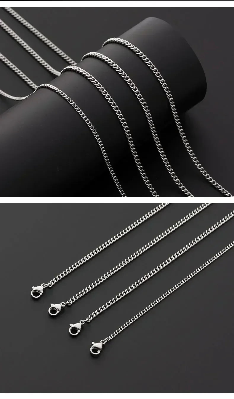 Hip Hop Minimalist Titanium Stainless Steel for Men Cuba Necklace Fashion Women Clavicle Cuban Chain Party Jewelry Decoration