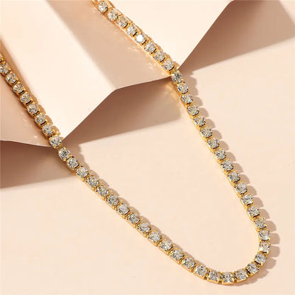 Sexy Choker Iced Out Tennis Chain Necklace For Women Luxury Cubic Zircon Crystal Short Hiphop Neck Accessories Jewelry