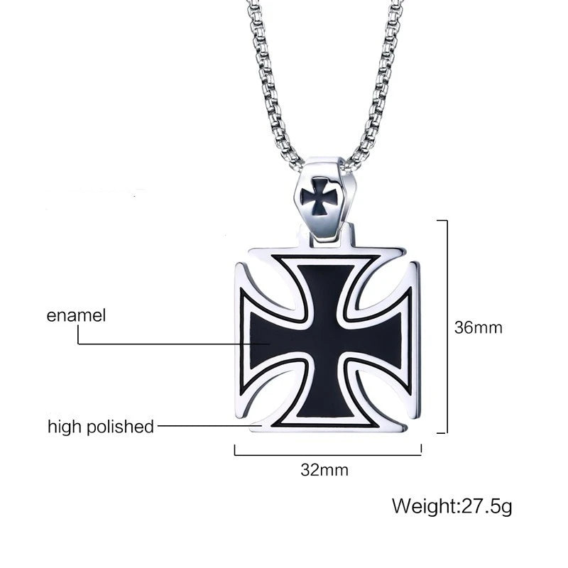 Classic Knights Templar Cross Pendant Necklace for Men Women Retro Simple Cross Necklace Jewelry Gift