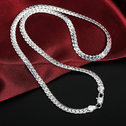 Andara Fine 45-60cm 925 Sterling Silver 6MM Collana completa Bracciale Gioielli di moda per donna Uomo Catena a maglia Set regalo di nozze