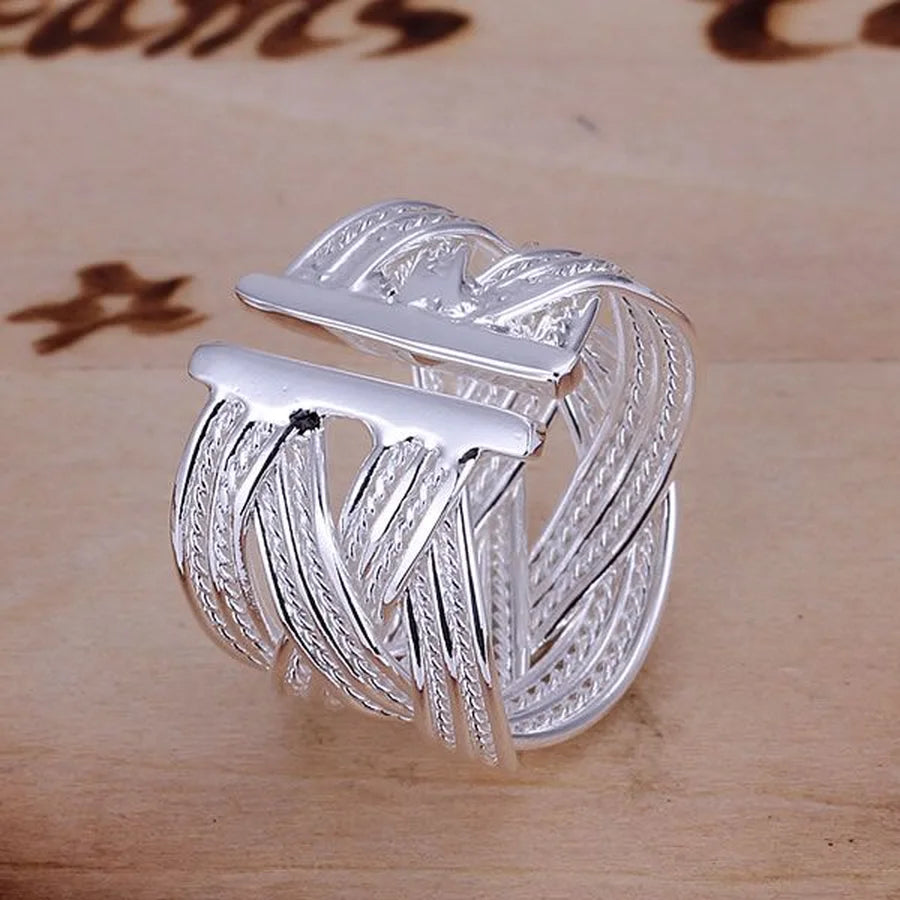 Wholesale jewelry 925 Sterling silver open ring engagement wedding Bridal fashion  adjust size