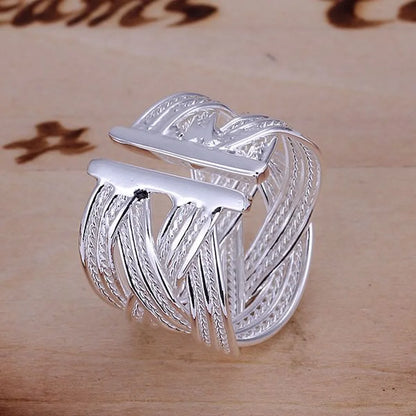 Wholesale jewelry 925 Sterling silver open ring engagement wedding Bridal fashion  adjust size