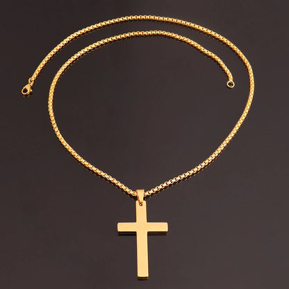 316L Stainless Steel Cross Necklace For Men Chain Necklaces Punk Gold Silver Black Color Cross Pendant Necklace  Jewelry