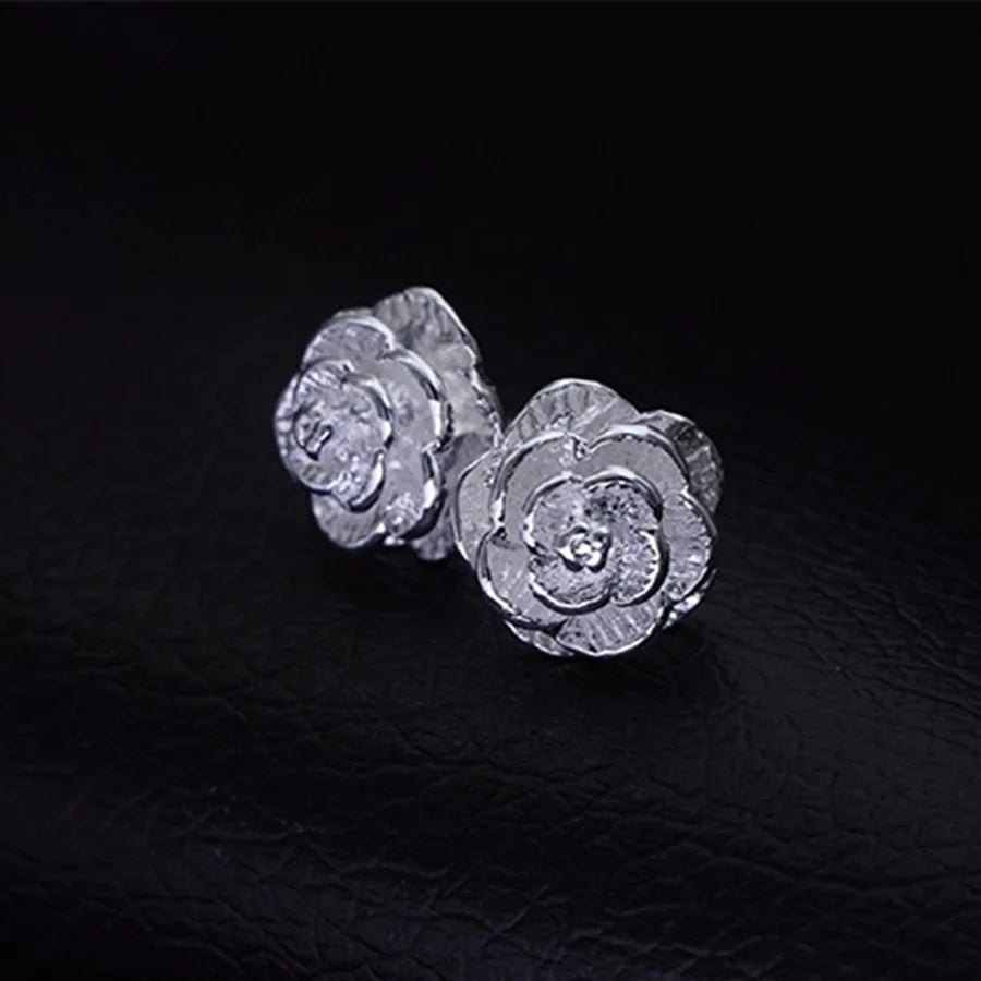 JewelryTop Fine 925 Sterling Silver Charm Flower Necklace Earring Bangle Jewelry for Women Retro Set Wedding Gift TRENDY