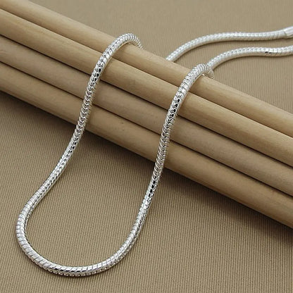 LiHong 925 Sterling Silver 16/18/20/24/22/24/26/30 Inch 3mm Snake Chain Necklace For Woman Man Wedding Engagement Jewelry