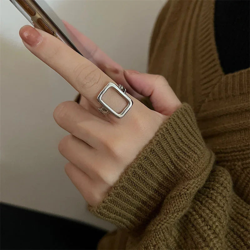 Fashion Silver Color Finger Rings Set for Women 2023 Hot Sale Creative Simple Irregular Geometric Party Jewelry Gift