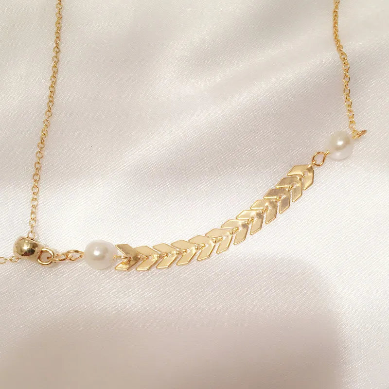 2022 New Simple Adjustable Y-shaped Wheat Ear Pearl Necklace Women's Long Style Personality Fashion Collarbone Chain Necklace