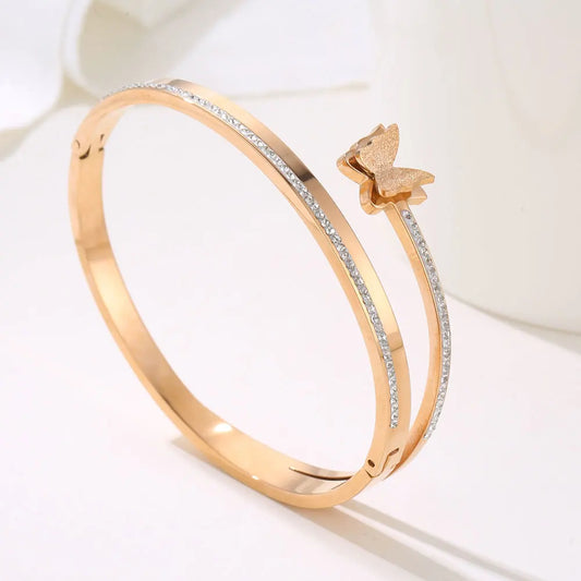 Butterfly Bracelet For Women 316L Stainless Steel Fashion Jewelry Accessory Cuffs Bracelets Set