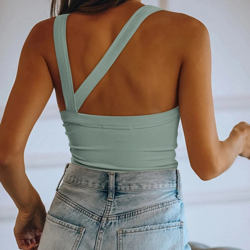 Women Plain Sleeveless Vest Tank Tops Slim Fit Sports Fitness Camisole Tee
