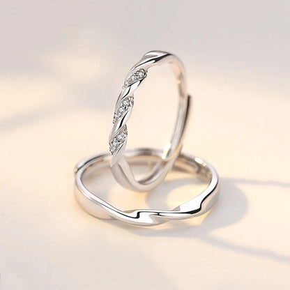 Anillo de pareja Mobius de plata de ley S925