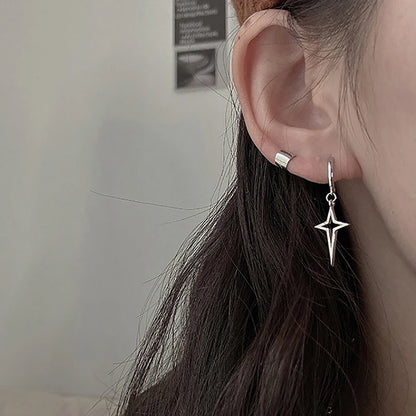 Gothic Punk Style Metal Drop Earrings Black/Silver Color Stars Cross Pendientes Fashion For Women Men Rock Jewelry