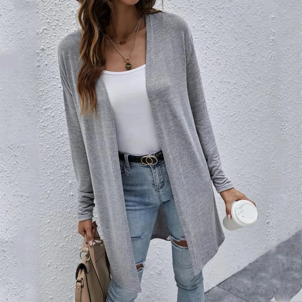 Autumn 2023 new source of women's pure color unbuttoned Cardigan long-sleeved sweater