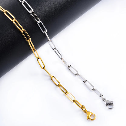 4mm Widt Paperclip Link Chain bracelet Stainless Steel Gold Color Long Chain Punk Choker Necklace For Women Men Jewelry Gift