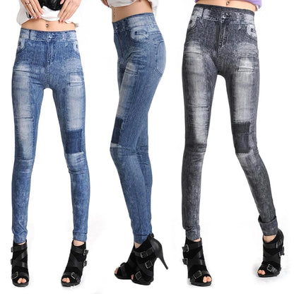 Leggings ad alta elasticità in denim skinny sexy da donna 1 pezzo Pantaloni alla moda taglia unica Jeans Leggings quattro stagioni 