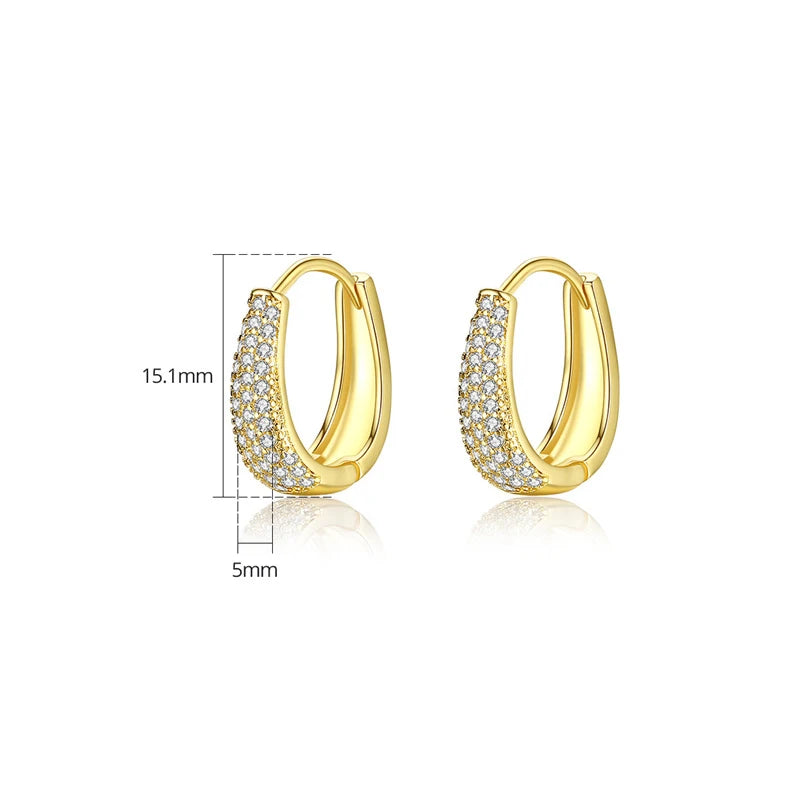 Ellipse Hoop Earrings For Women Stainless Steel Shiny Cubic Zircon Earring 2022 Trend Party Jewelry Couple Gift brinco