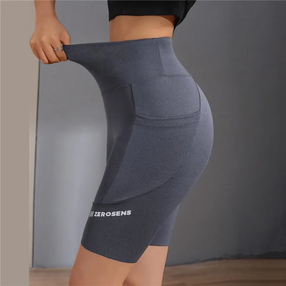 Summer New Women'S Cycling Stretch Letter High Waist Shorts For Women Biker Shorts Slim Knee-Length Bottoms Yogaes Leggings