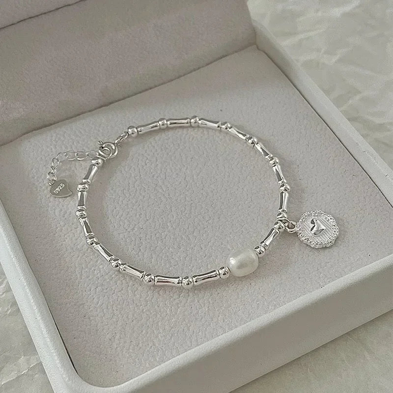 Bracciale in argento sterling 925 Bracciale con nodi di perle parziali per le donne Bracciale con ciondoli per gioielli con perline di design di lusso alla moda 