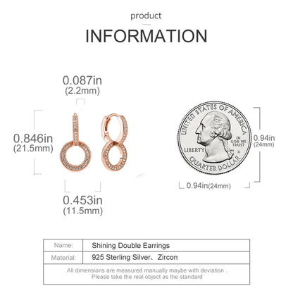 New 925 Silver Rose Gold Hoop Earrings Clear Zircon Circle Heart Bowknot Earring For Women Stud Earring Anniversary Jewelry Gift