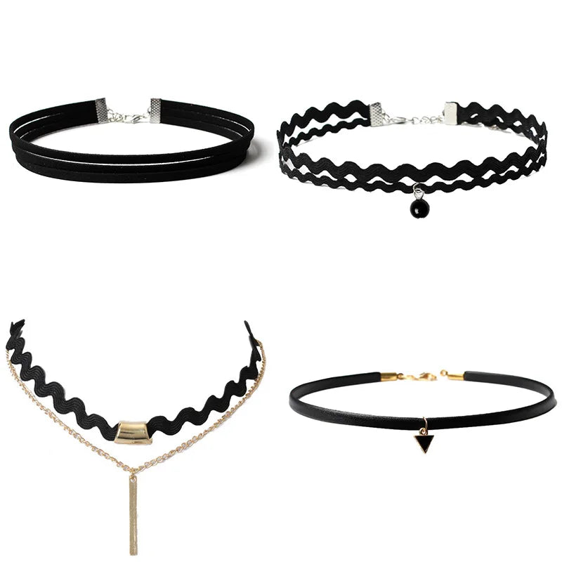 Goth Black Velvet Choker Necklaces Gothic Style Rope Women Neck Decoration Chocker Jewelry on Girl Neck Accessories