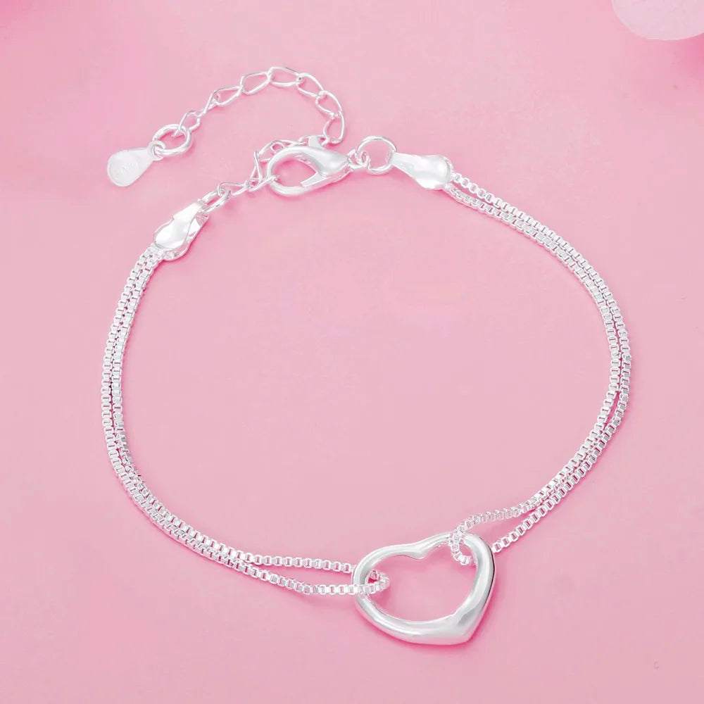Original 925 sterling silver Pretty heart bracelets necklaces for women fashion designer party wedding Jewelry sets holiday gift