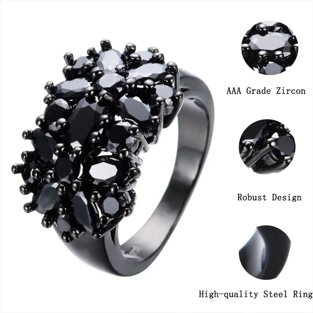 Luxury Rings Unique Female Black Oval Inlaid Cross Border Rings Vintage Big Wedding Rings For Women Men Jewelry Gift Fashion