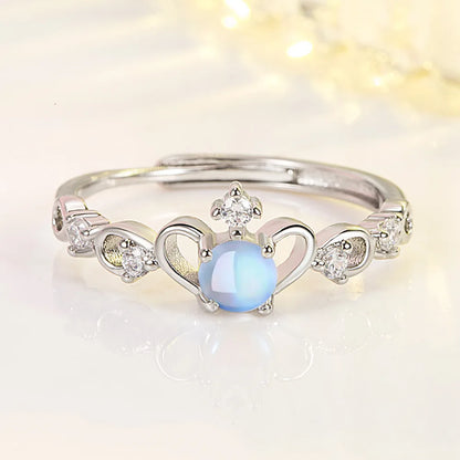 925 Sterling Silver New Men's High Quality Fashion Jewelry Crystal Opal Crown Couple Ring For Women XY0340