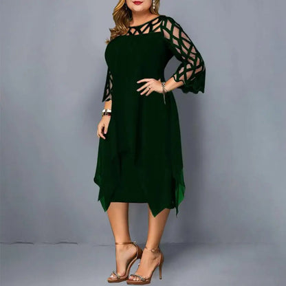 Abiti taglie forti Donna 5XL Maglia di pizzo Elegante sexy Midi Party Abito viola nero Allentato Scava fuori Abbigliamento donna Primavera 2022