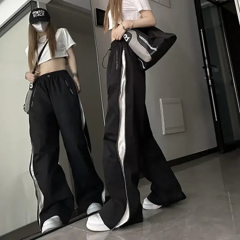 Y2K Techwear Sweatpants Women Streetwear Korean Hip Hop Harajuku Cargo Parachute Track Pants Lady Wide Leg Joggers Trousers 2023