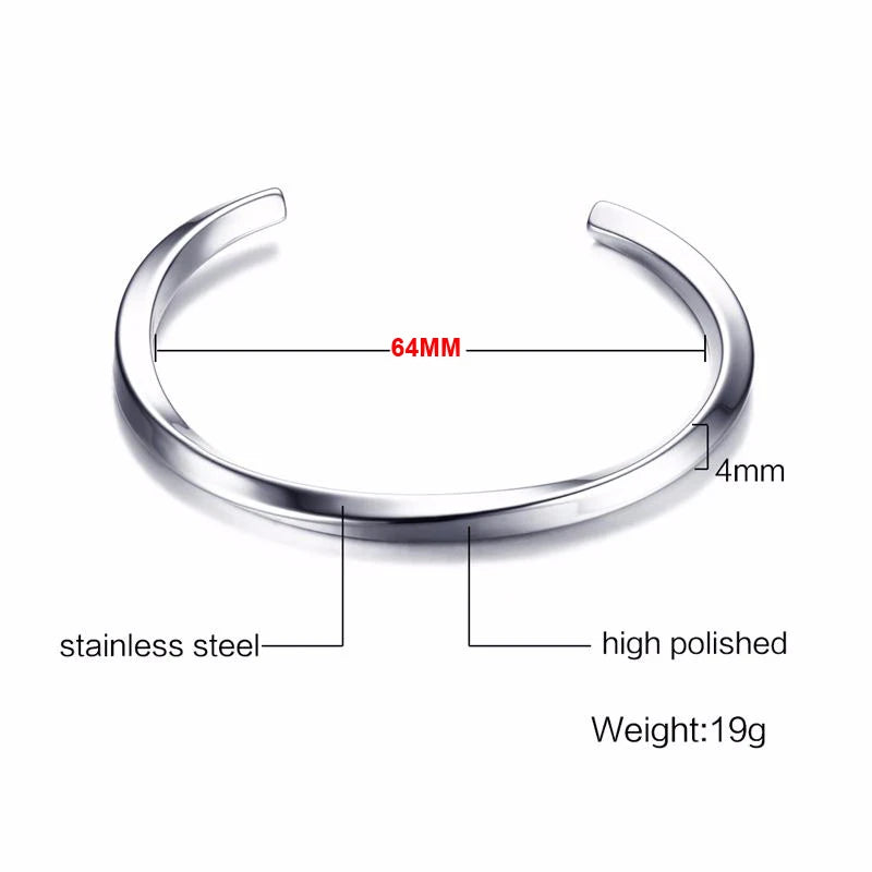 Punk Fashion Twisted Cuff Bangle Bracelet For Men Open Adjustable Unisex Bracelet Hip Hop Rock Street Jewelry