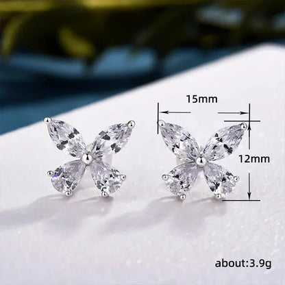 Simple Dainty Butterfly Earrings 925 Silver Lady Dazzling Zirconia Ear Jewelry All Match Trend Insect Accessories for Daily Life