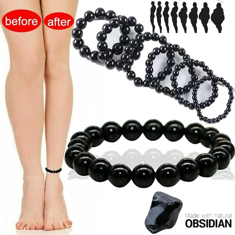 Gem Obsidian Beaded Bracelet Promotes Sleep Blood Circulation Healthy Men Women's Couples Bracelets Natural Jewelry Accessories