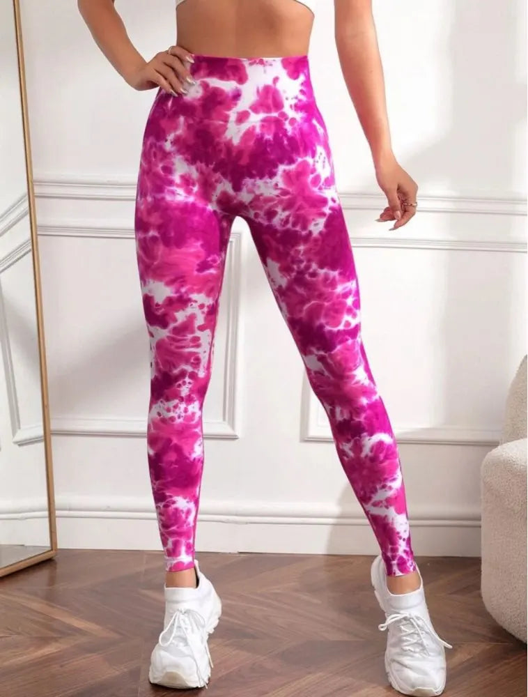 Women Seamless Sport Leggings High Waist Print Yogo Stretch Fitness Leggings Tie Dye Booty Lifting Trainning Jogging Pants