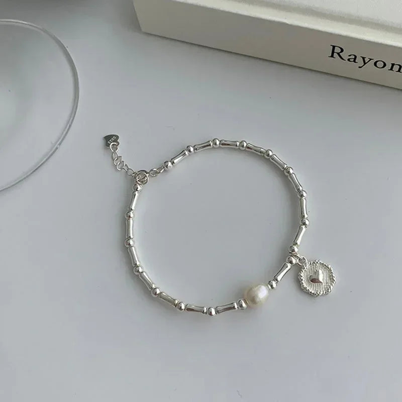 Bracciale in argento sterling 925 Bracciale con nodi di perle parziali per le donne Bracciale con ciondoli per gioielli con perline di design di lusso alla moda 