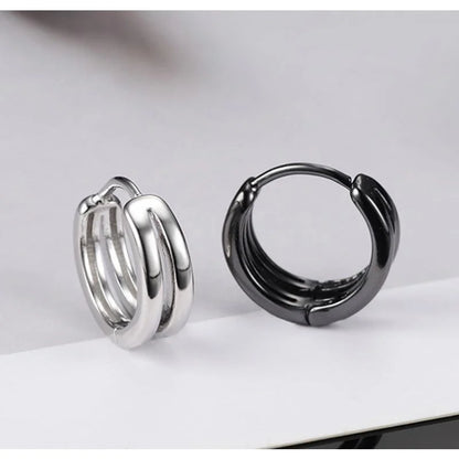 Fashion Punk Multilayer Round Double Stainless Steel Hoop Earrings for Men Hip Hop Party Earring Perforated Stud Mens Jewellery